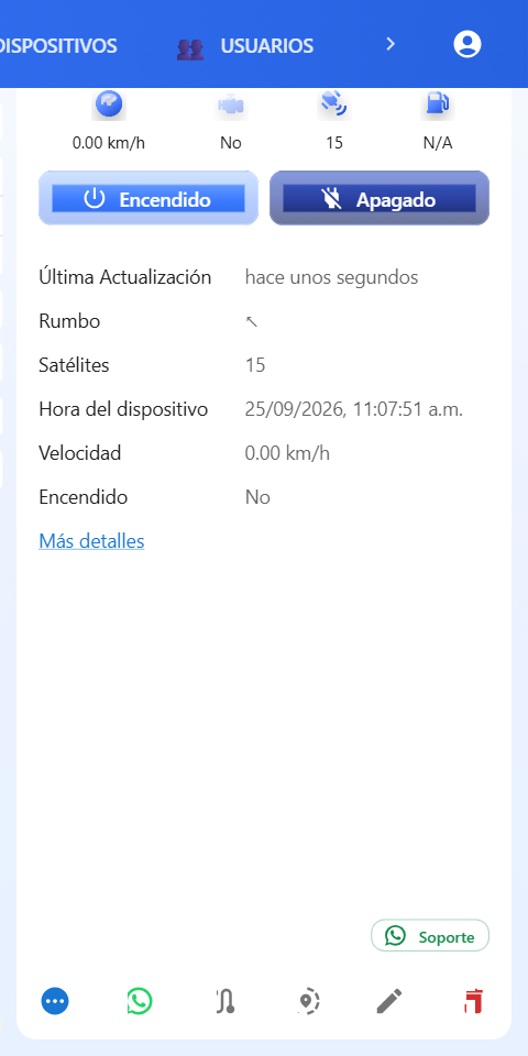Botones Encendido y Apagado en la tarjeta de una unidad